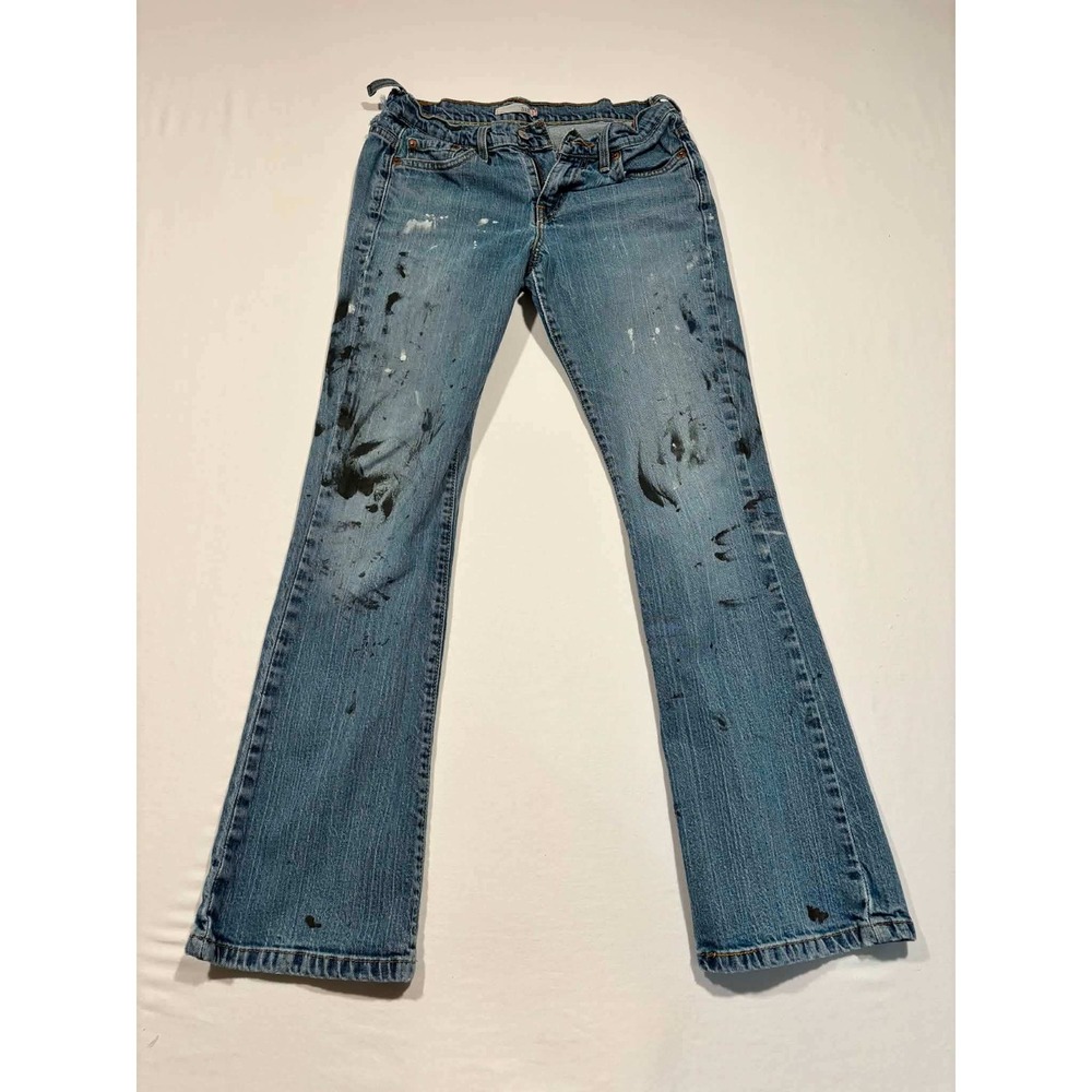 Levis 515 Bootcut Jeans Blue Medium Wash Paint Splatter Custom Womens 6M Stretch